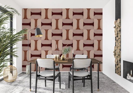 Living room with Modern Textured Tiles Clay wallpaper in neutral tones., GD8088