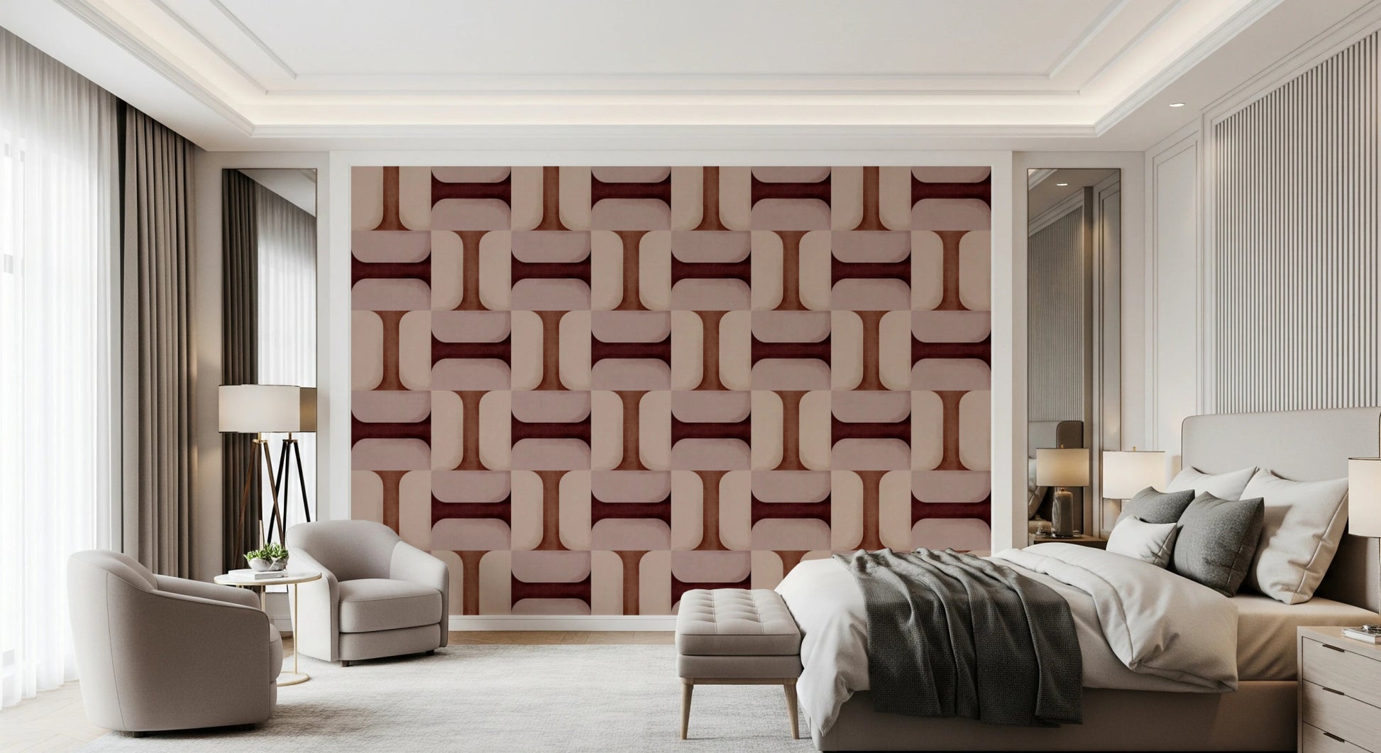 Modern Textured Tiles Clay Wallpaper⁠