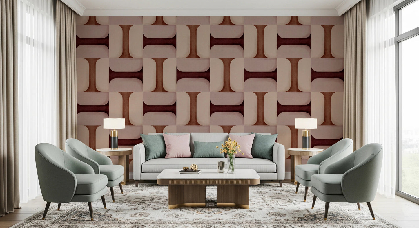 Modern Textured Tiles Clay Wallpaper⁠