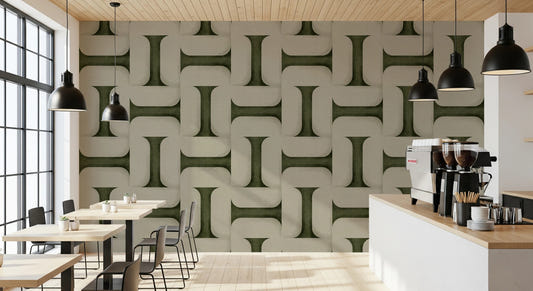 Living room wall featuring Modern Textured Tiles Olive for a calm atmosphere.
