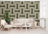 Modern Textured Tiles Olive Wallpaper⁠
