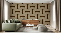 Modern Textured Tiles Umber Wallpaper⁠