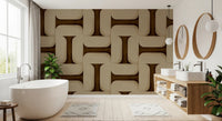 Modern Textured Tiles Umber Wallpaper⁠