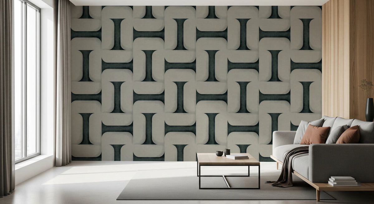 Modern Textured Tiles Vintage Denim Wallpaper for Homes