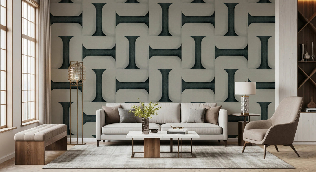 Modern Textured Tiles Vintage Denim Wallpaper for Homes