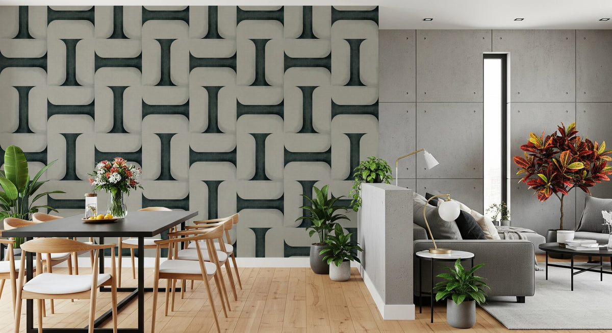 Modern Textured Tiles Vintage Denim Wallpaper for Homes