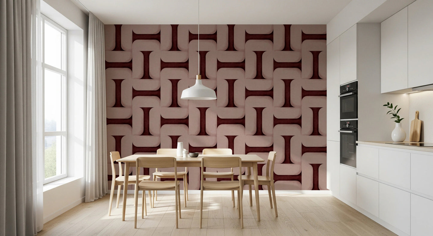 Modern Textured Tiles Wine Wallpaper⁠