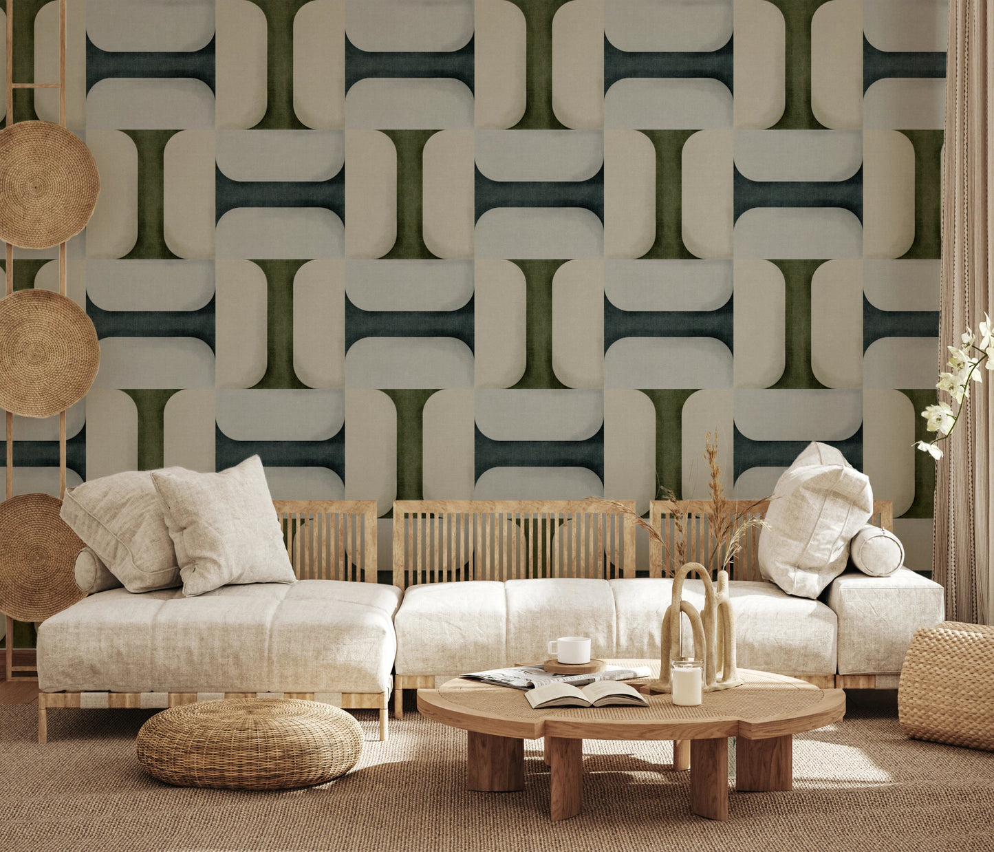 Modern Textured Tiles Winter Wallpaper⁠