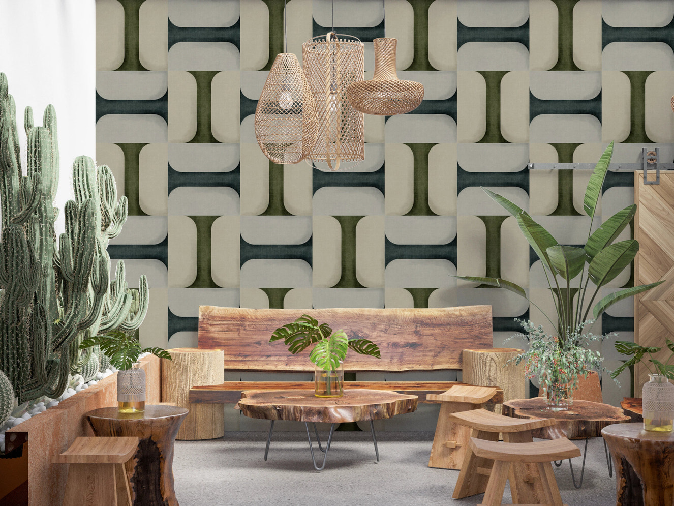 Modern Textured Tiles Winter Wallpaper⁠