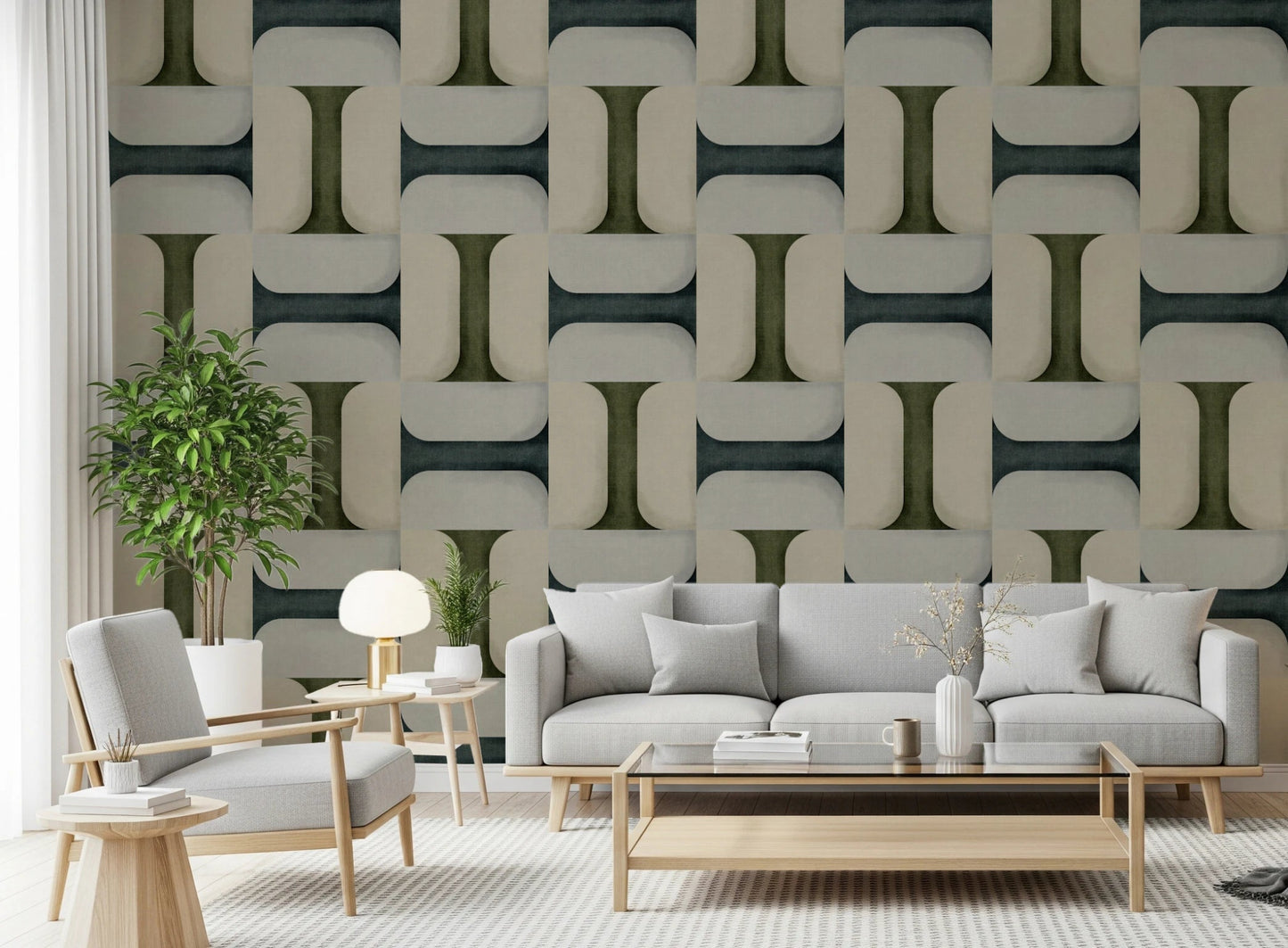 Modern Textured Tiles Winter Wallpaper⁠