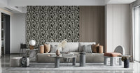 Bold artistic Modern Tribal Maze Wallpaper feature wall.