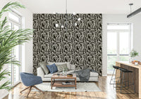 Hand-drawn style Modern Tribal Maze Wallpaper wall pattern.