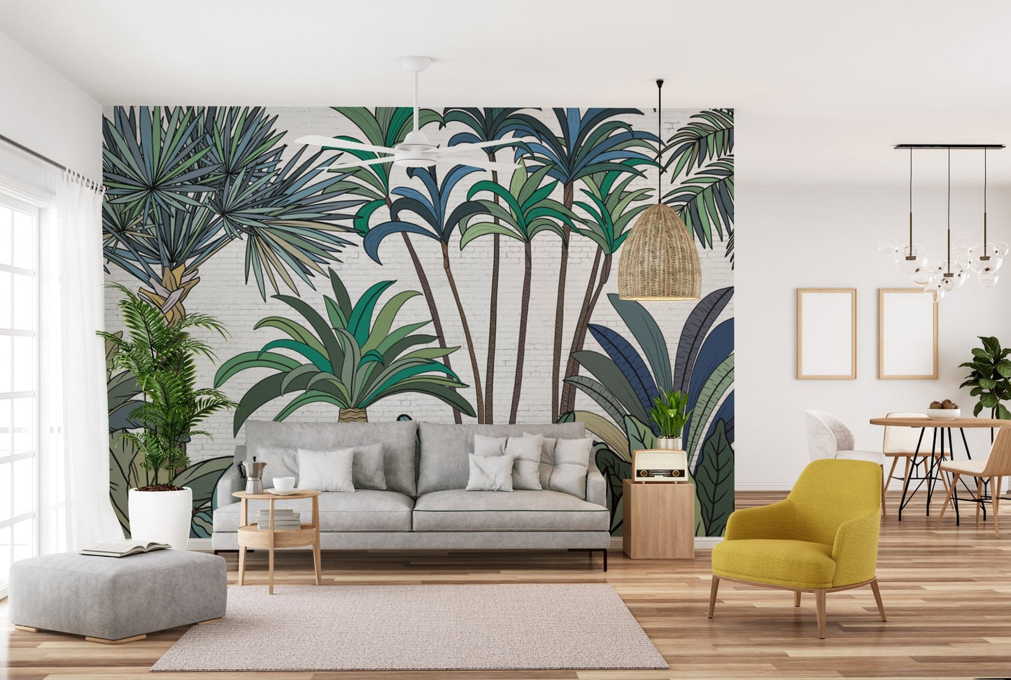 Hand-drawn tropical botanical wallpaper
