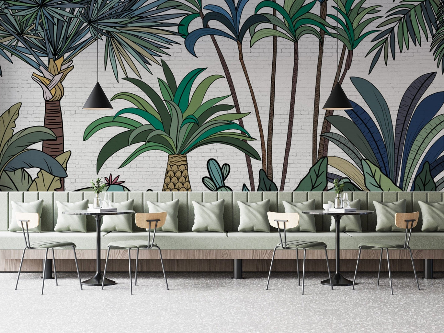 Lush greenery palm vintage wallpaper
