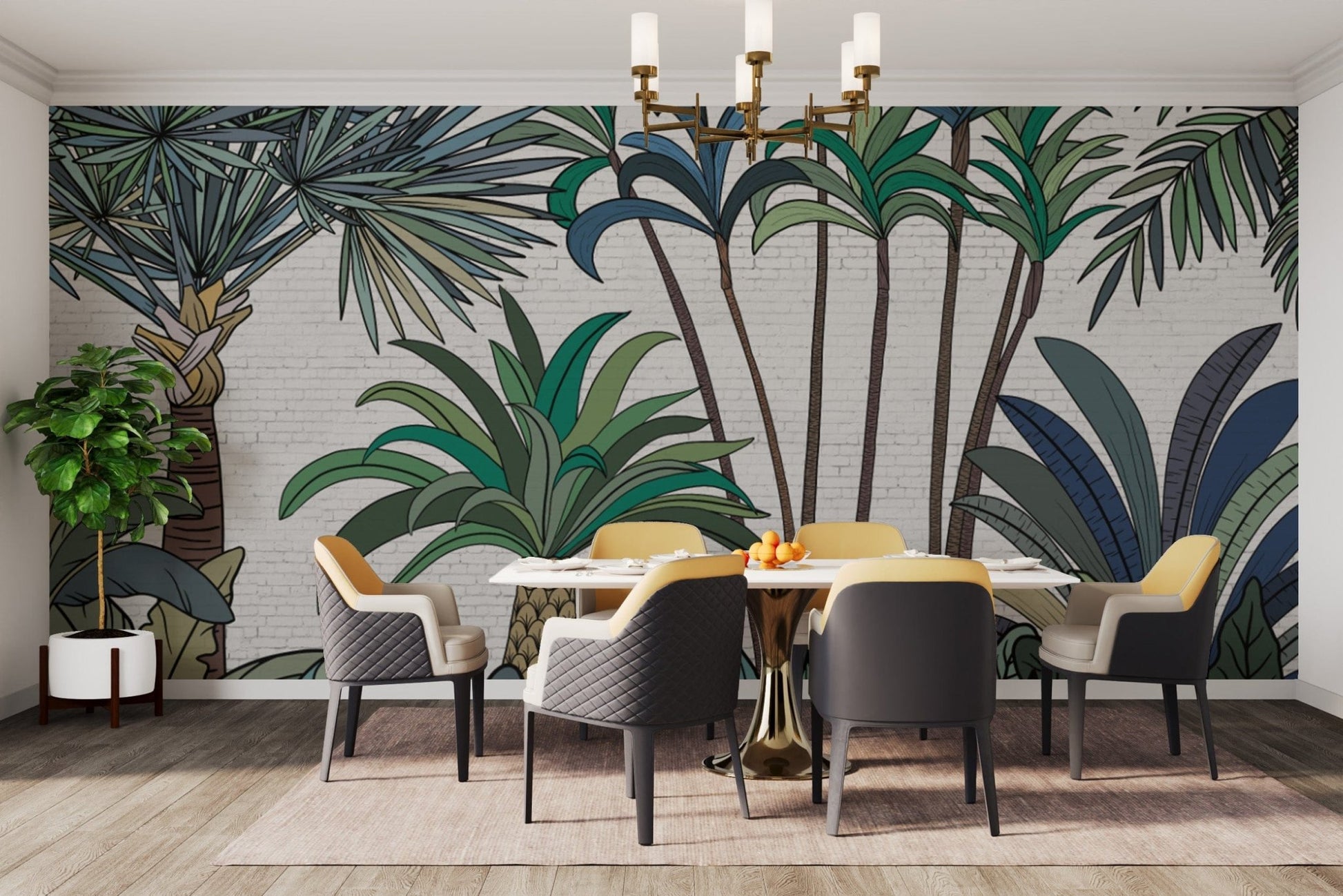 Tropical jungle palm wallpaper design
