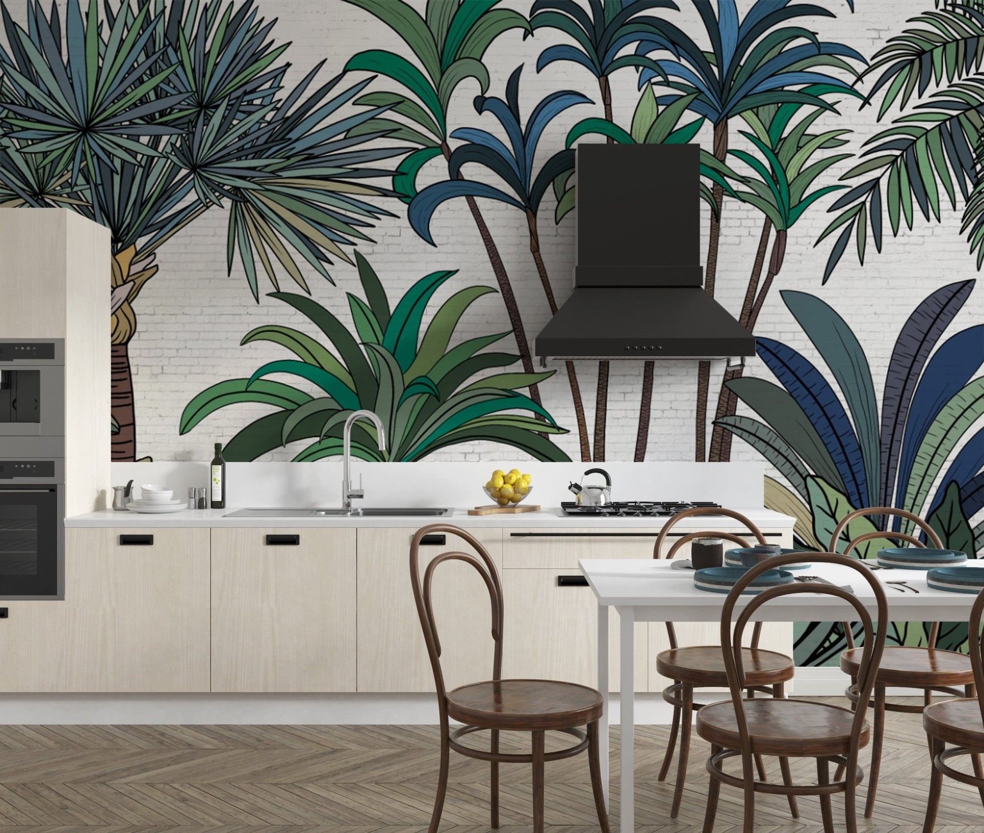 Modern tropical palm botanical wallpaper
