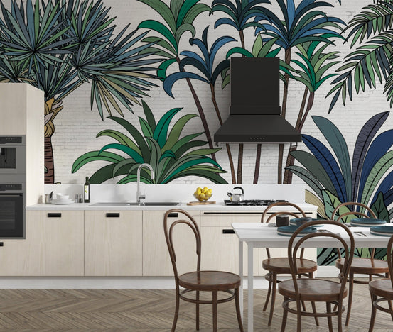 Modern tropical palm botanical wallpaper
 B734