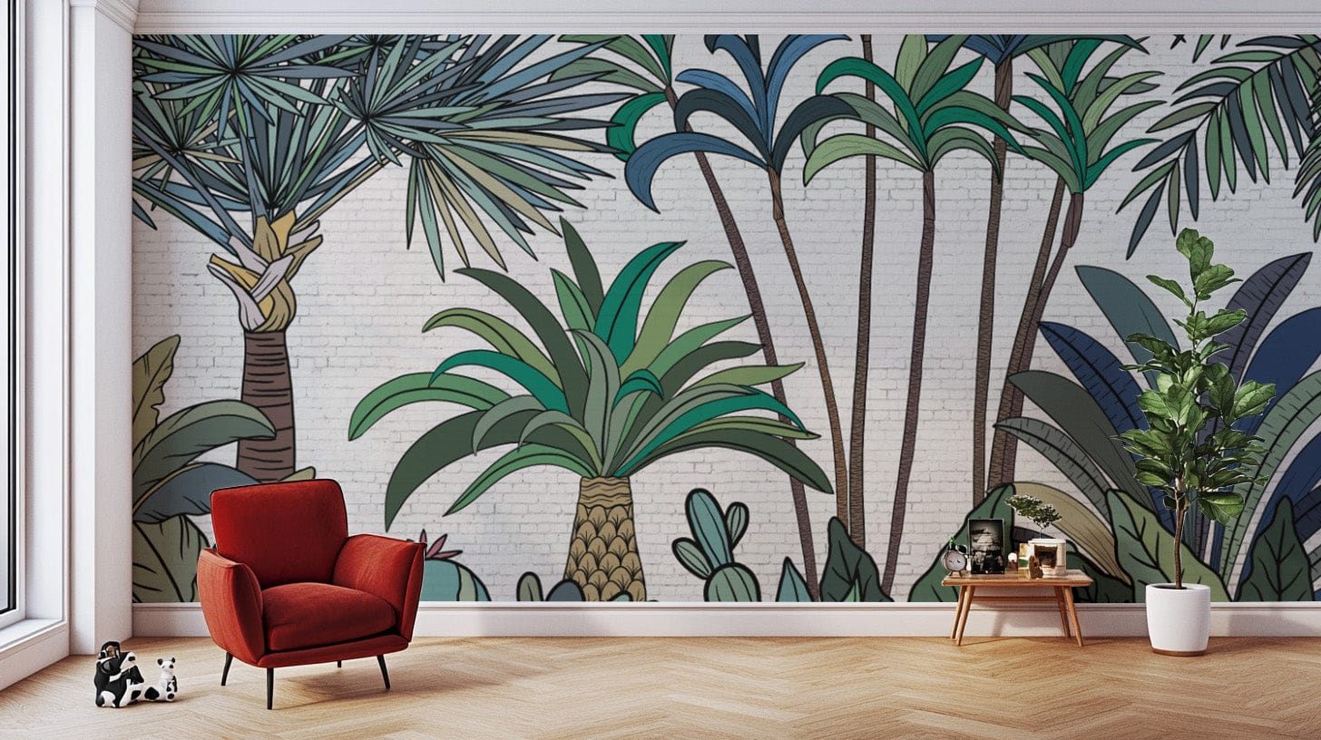 Green foliage palm vintage wallpaper
