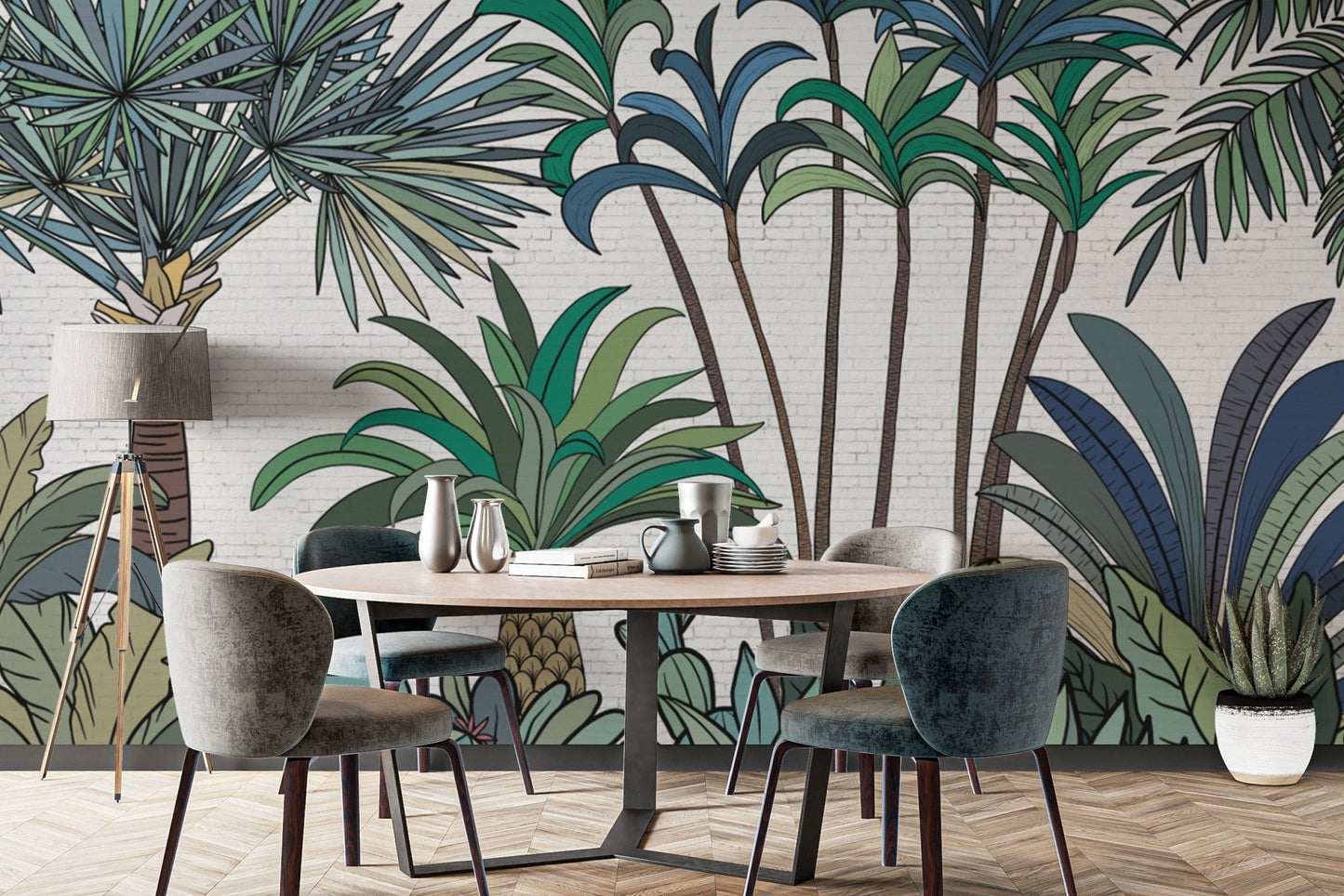 Exotic botanical wallpaper with palms
