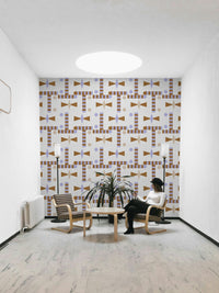 Abstract geometric pattern woven wallpaper

