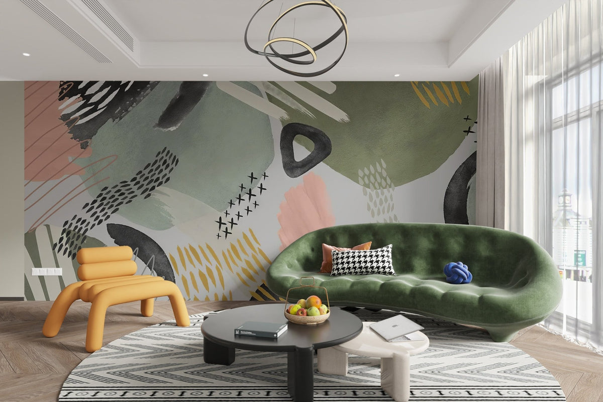 Modernist Echoes Wall Mural transforms living rooms into art spaces C383