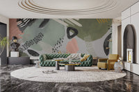 Transform living room with the bold lines of Modernist Echoes Mural C383