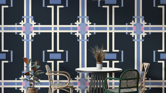 Modern wall mural with intersecting lines

