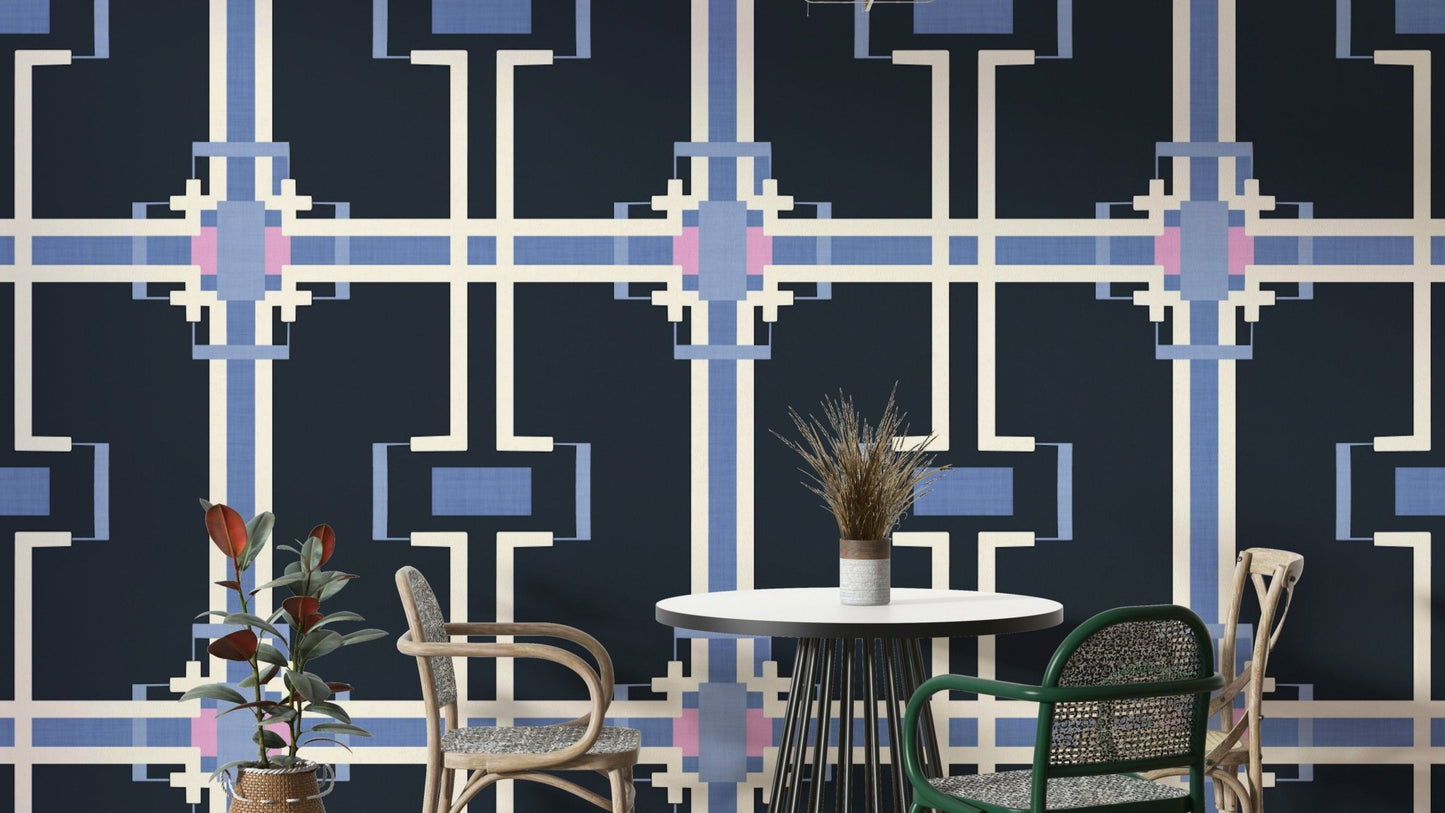 Modern wall mural with intersecting lines

