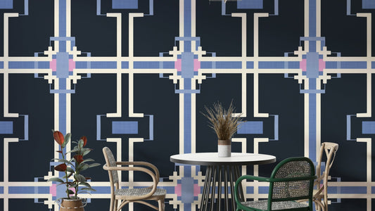 Modern wall mural with intersecting lines

