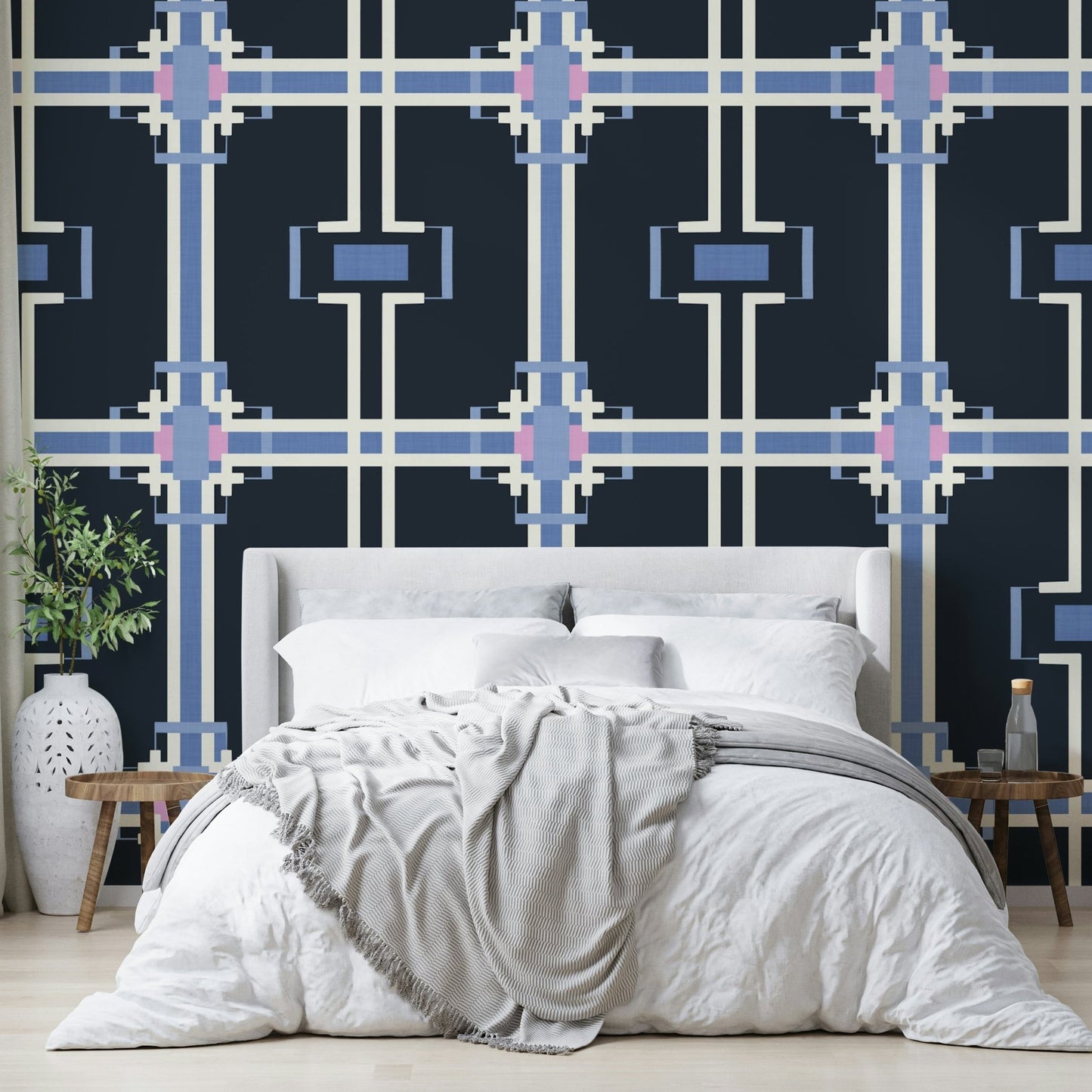 Modernist Grid mural wallpaper full pattern

