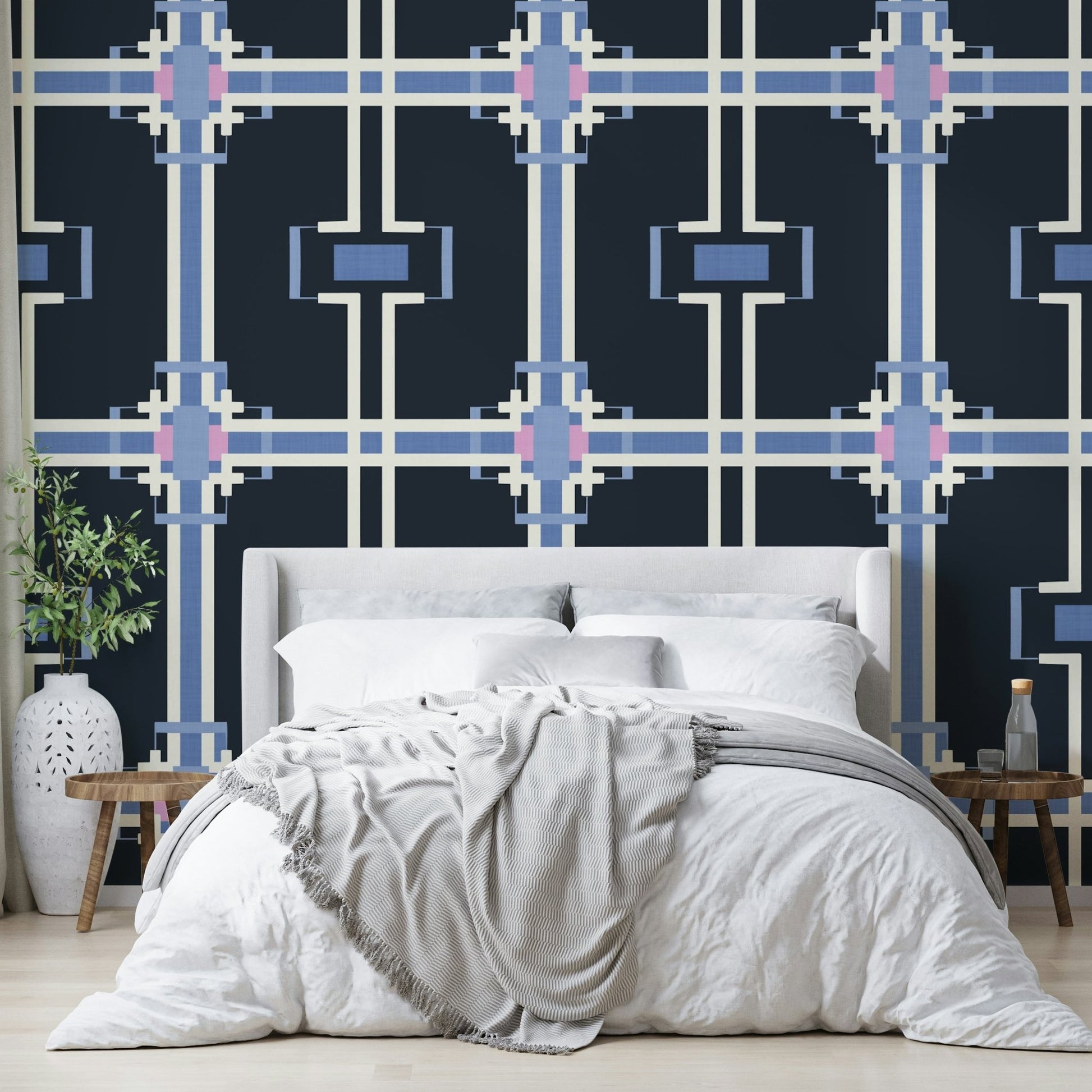Modernist Grid mural wallpaper full pattern

