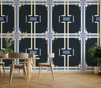 Geometric grid wallpaper in neutral tones

