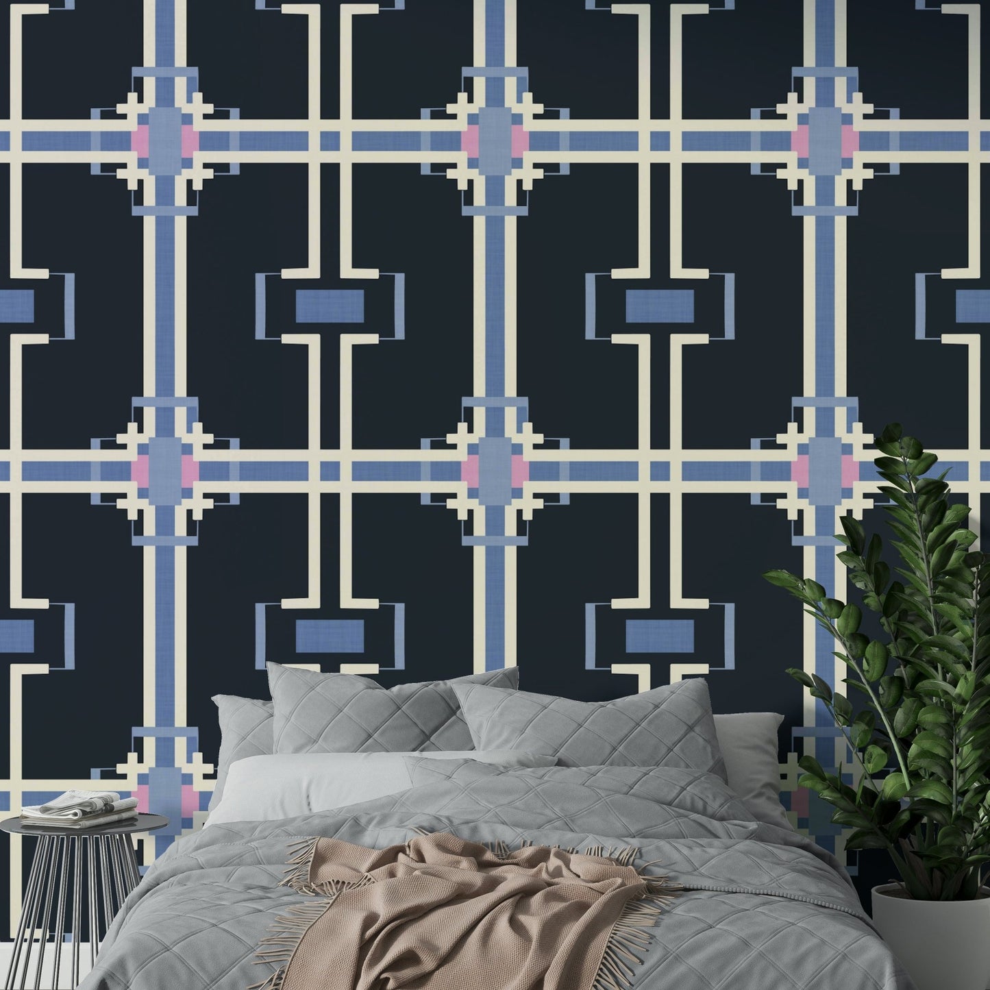 Abstract grid wallpaper in monochrome palette

