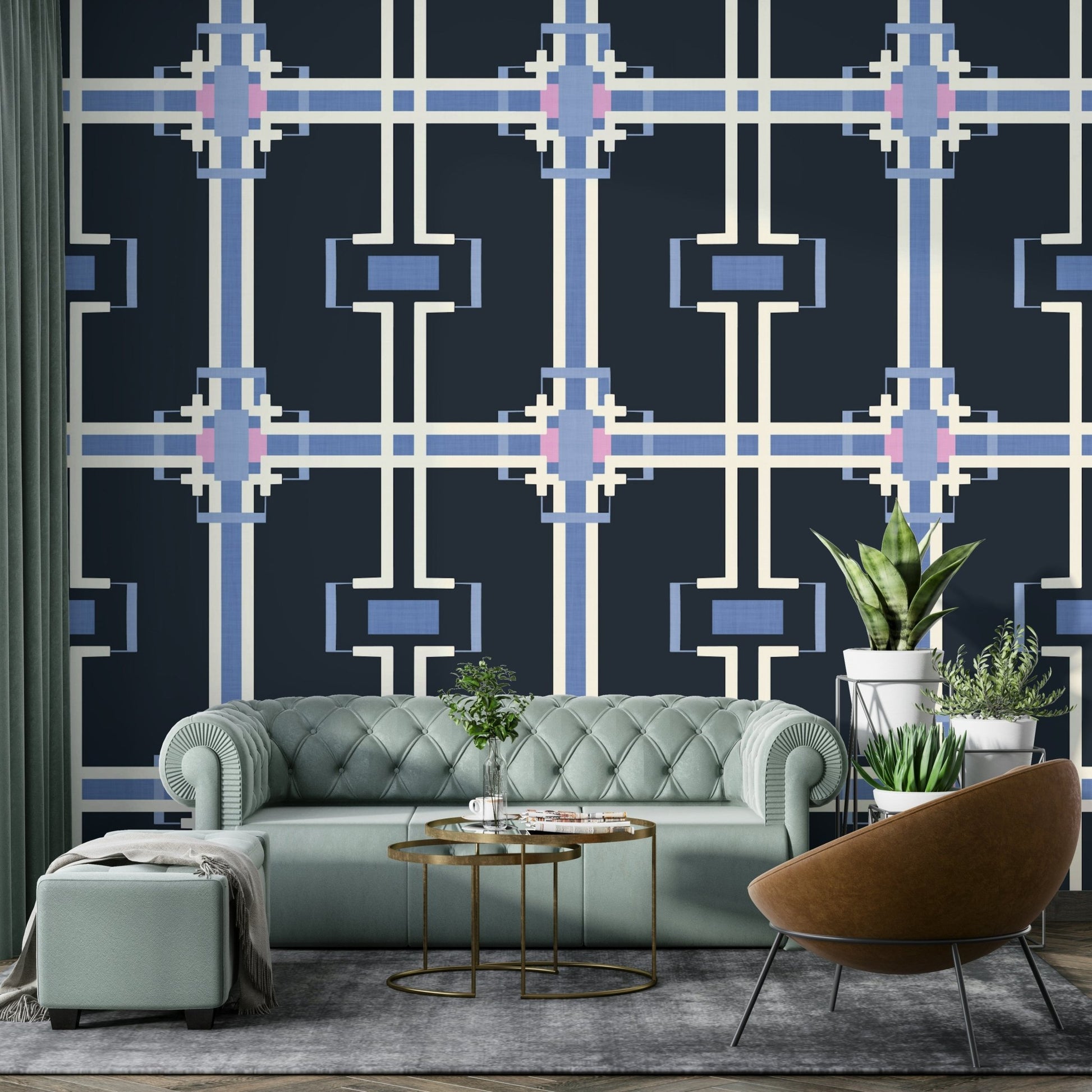 Black and white grid pattern wallpaper

