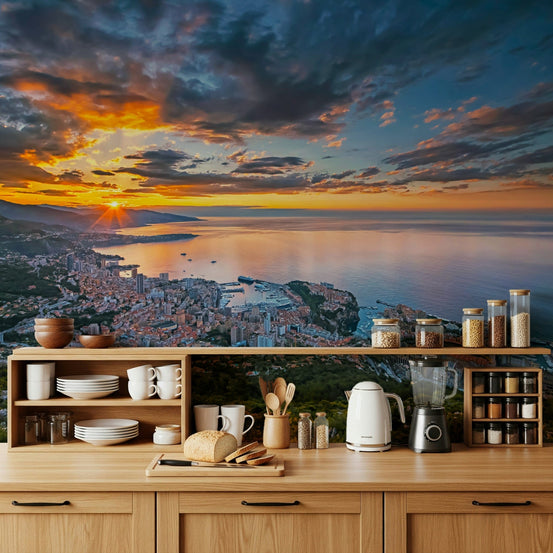 Monaco at Dawn wallpaper for walls overlooking Mediterranean sea., GD7453