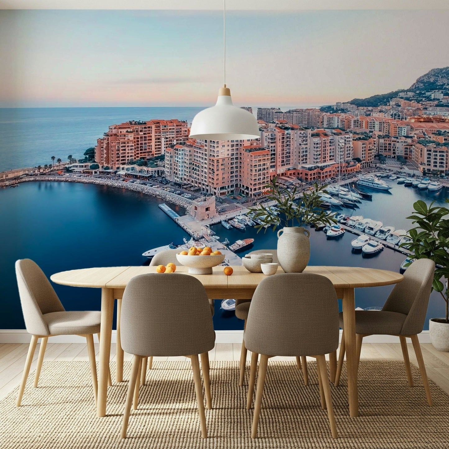 Exclusive European bay Monaco Marina View Wall Mural, premium quality wallcovering.