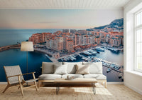Aerial port cityscape Monaco Marina View scenic wall mural.