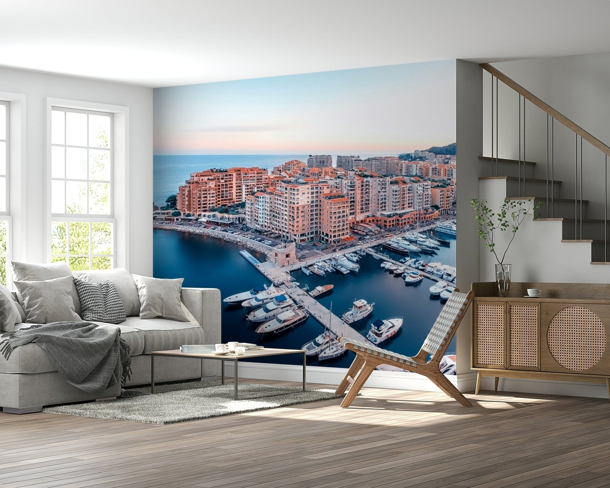 Mediterranean coast view Monaco Marina View Wall Mural.