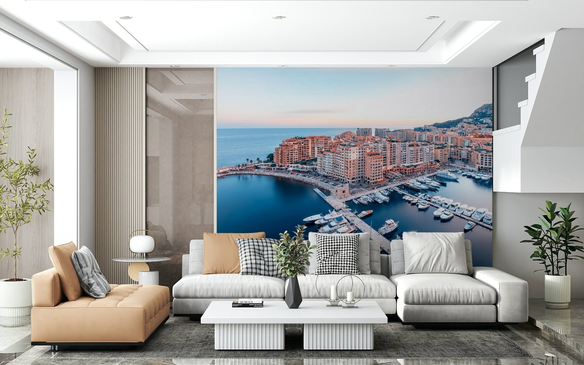 Riviera resort buildings Monaco Marina View Wall Mural wall art.