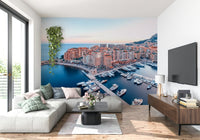 Opulent coastal town Monaco Marina View Wall Mural, striking travel mural.
