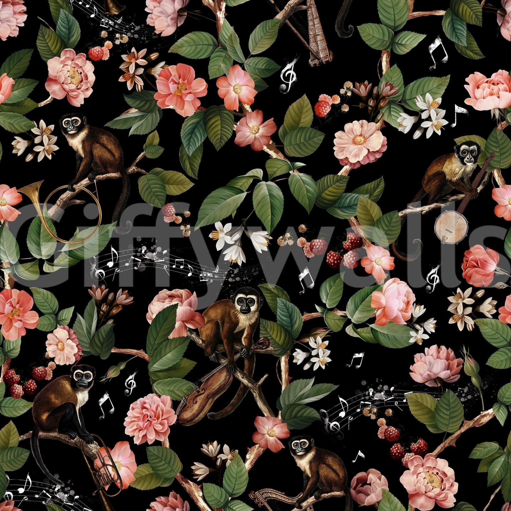 Monkey melody design perfect for adding cheer to any room., GD1423
