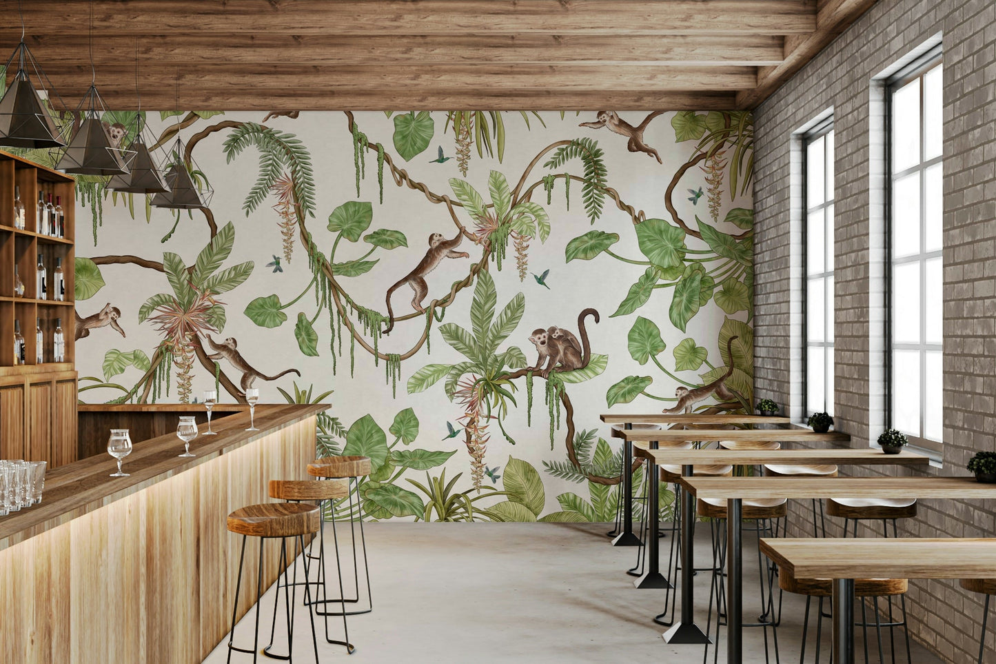 Child's room accent wall with the Monkey Business Wall Mural.