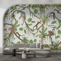 Monkey Business Wall Mural in a vibrant modern living space.