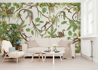 A creative home office showcasing the Monkey Business Wall Mural.