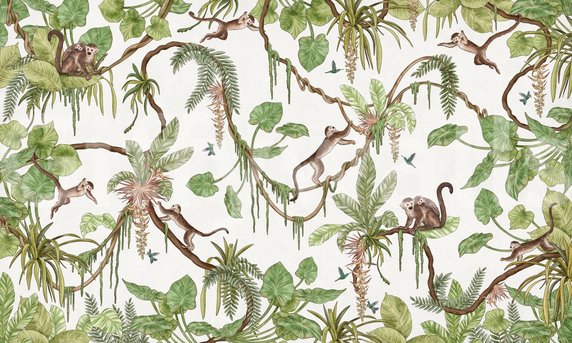 Bedroom interior design with the beautiful Monkey Business Wall Mural.