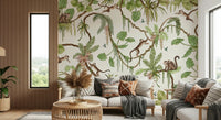 Detailed tropical leaves and vines on the Monkey Business Wall Mural.