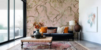 Wall above a dresser featuring the Monkey Grove Blush Wall Mural., GD6278