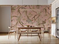 Soft pink and white foliage of the Monkey Grove Blush Wall Mural., GD6278