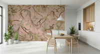 Artistic render of the complete Monkey Grove Blush Wall Mural., GD6278
