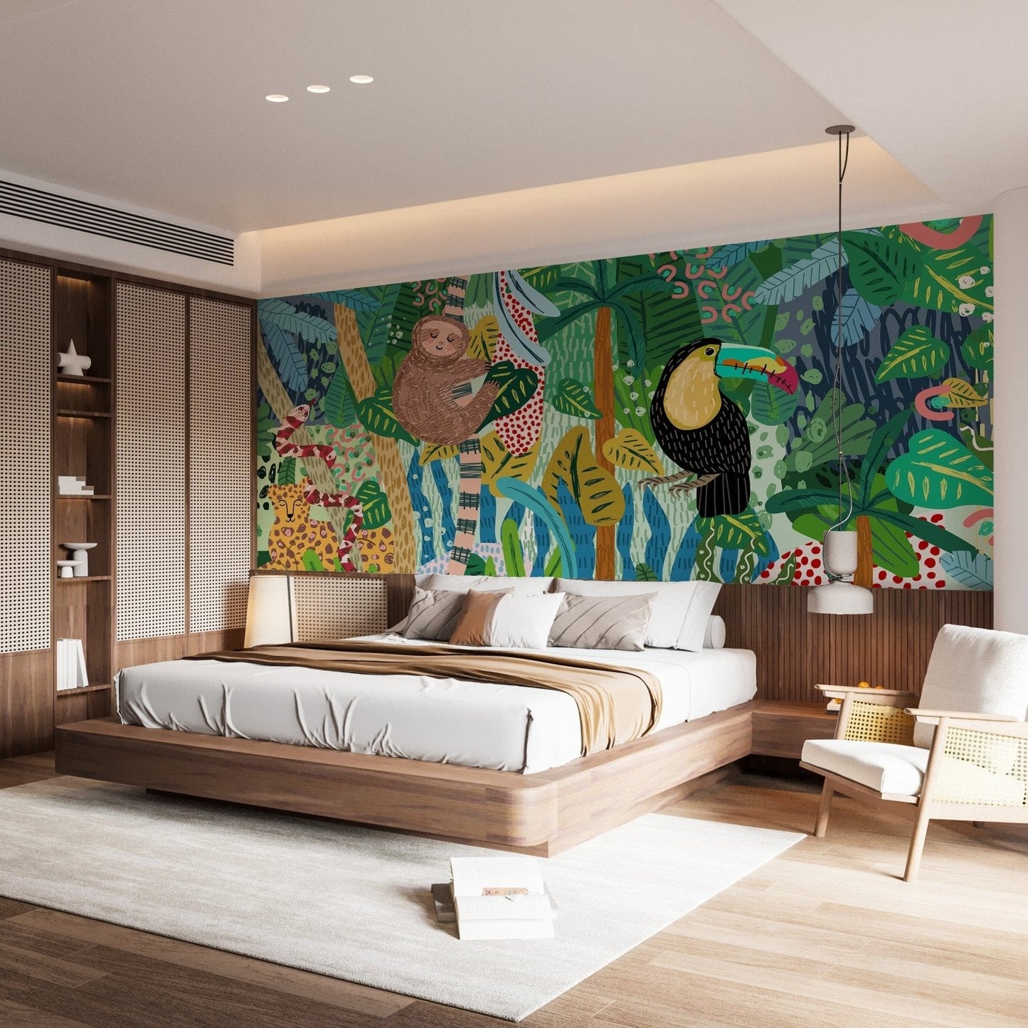 Monkey & Toucan with Leopard Abstract design Wallpaper Murals - Giffywalls A580